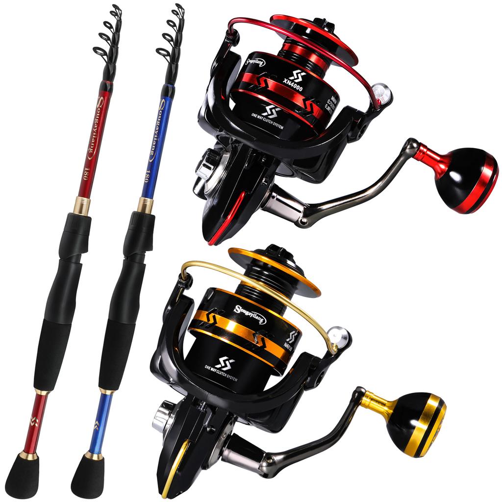Telescopic Fishing Rod 5.0:1 Speed Metal Spool Fishing Reel Bass Freshwater Saltwater Outdoor Travel Fishing Tackle Rod Combo