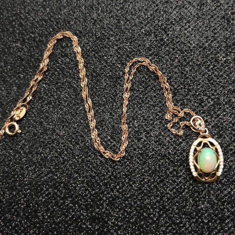 Bolaijewelry 925 Sterling Silver Opal Pendant Natural Gemstone Oval 6*8mm Simple Design Fine Jewelry for Woman Anniversary or Daily Wear