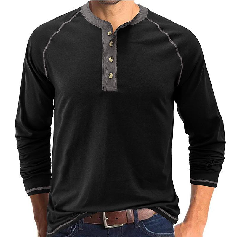 Autumn Winter Classic Solid Color Long Sleeve Mens Button Down T-shirt Casual Versatile Daily Wear Comfortable Basic Bottom Shirt for Men