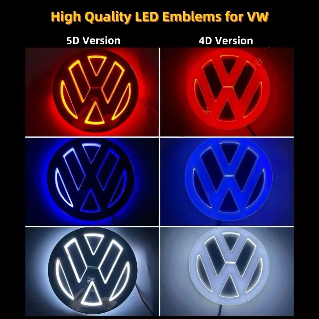 PET1 For VW Volkswagen Jetta MK5 Golf 1Pc VW 11cm 4D 5D Logo Light LED Rear Badge Light Front Grille Emblem For VW Bora Golf Jetta PO