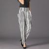 Korean Fashion Striped Printed Harem Pants for Women Spring New Casual Loose Elastic High Waist Pockets Trousers Female