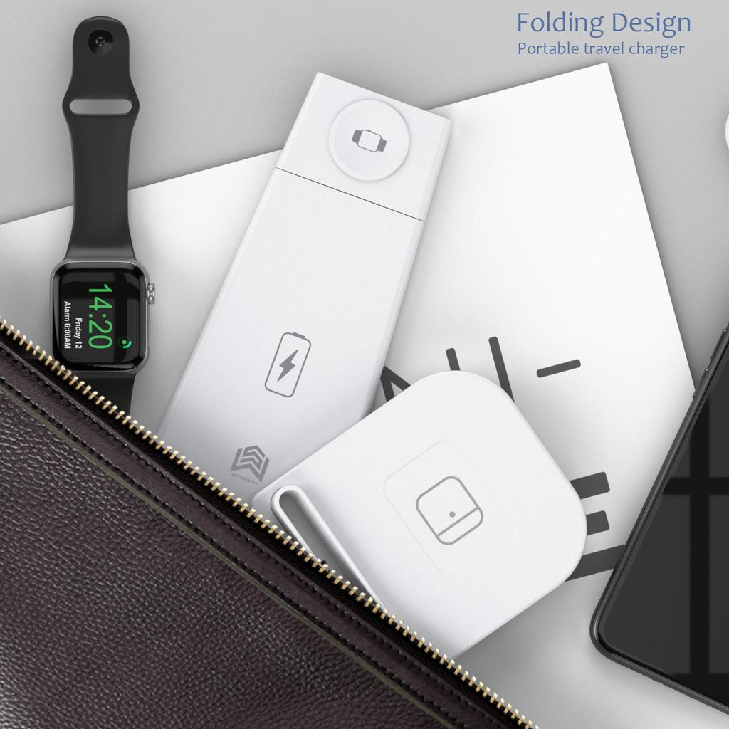 3 в 1 многофункциональное складное беспроводное зарядное устройство для iPhone, Samsung, подставка для беспроводной зарядки смартфонов AirPods и iWatch