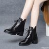 Женские короткие ботинки, осенний новый стиль, универсальные, на шнуровке, на молнии, на среднем каблуке, мягкие кожаные, нескользящие, женские туфли Zapatos De Mujer
