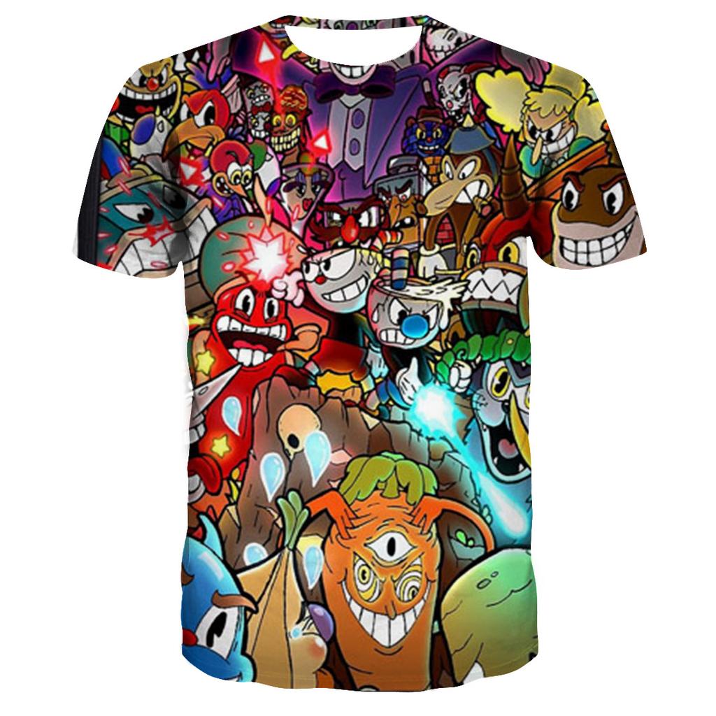 Детская футболка с 3D Cuphead Mugman, забавная одежда с принтом для девочек, детские топы для мальчиков, детская одежда, футболки для малышей, мужская и женская одежда, футболка