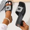 Women's Slippers Summer 2024 Rhinestones Mid Heel Elegant Sandals Female Fashion Outdoor Beach Shoes Slides Chanclas Mujer Playa