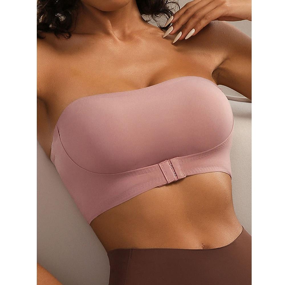 Бюстгальтер без бретелек для женщин с застежкой спереди, бесшовный бюстгальтер Push Up Tube Top, женское нижнее белье