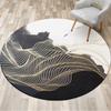 Chinese Style Living Room Bedroom Round Carpet Black and White Ink Landscape Painting Gold Lines Non-slip Carpet Home Decoration
