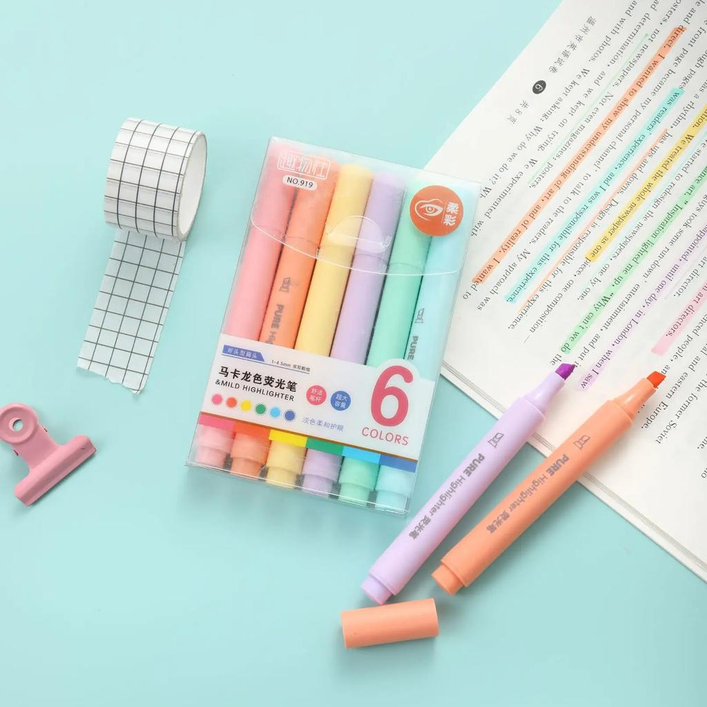 6 шт./компл. пастельных цветов маркер-ручка Macaron маркеры флуоресцентные ручки маркеры для рисования милые канцелярские принадлежности для школы