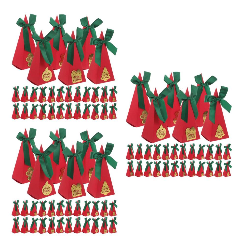 90Pcs Red Triangle Sweets Box for Candy Storage Festive Christmas Gift