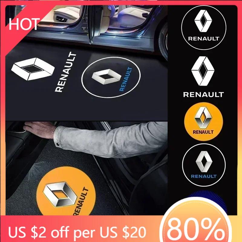 For Renault 2026 New Hub Caps 2Pcs LED Car Door Logo Laser Light Emblem Project Ghost Shadow Welcome Lamp For Renault 3 Koleos M
