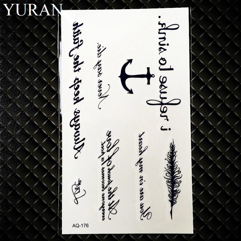 1PC Sexy Feather Words Black Letter Temporary Tattoo Body Art Drawings Sticker Hand Tatoo Childrens