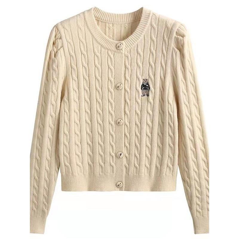 2KWEIRD Осень Новая Вязаная Куртка-Свитер Вышивка Женская Короткая Шерстяная Верхняя Одежда Приталенный Вязаный Кардиган Кашемир Сладкий Трикотаж