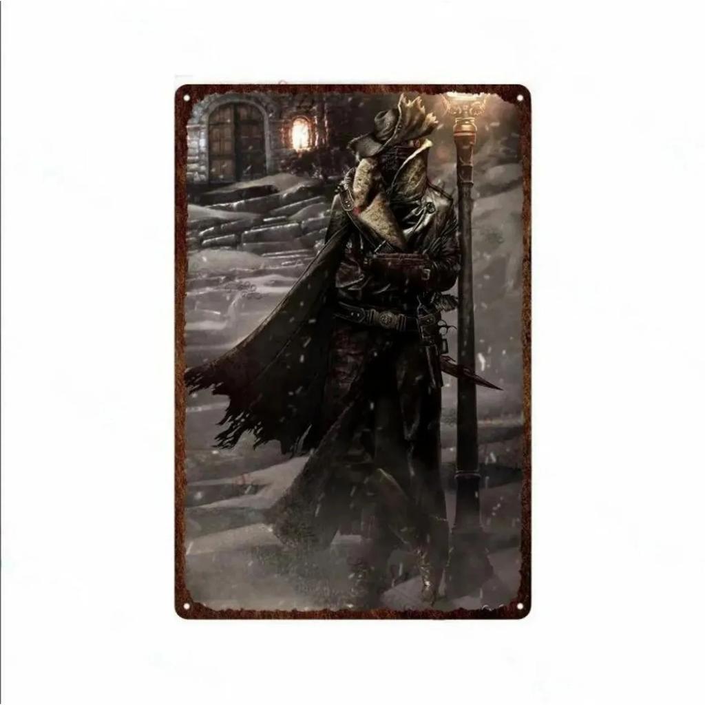 Металлическая табличка Жестяные знаки Bloodborne Настенное украшение Винтажные художественные постеры Жестяная картина для мужской пещеры Дома Кафе Игровой комнаты Клуба Бара