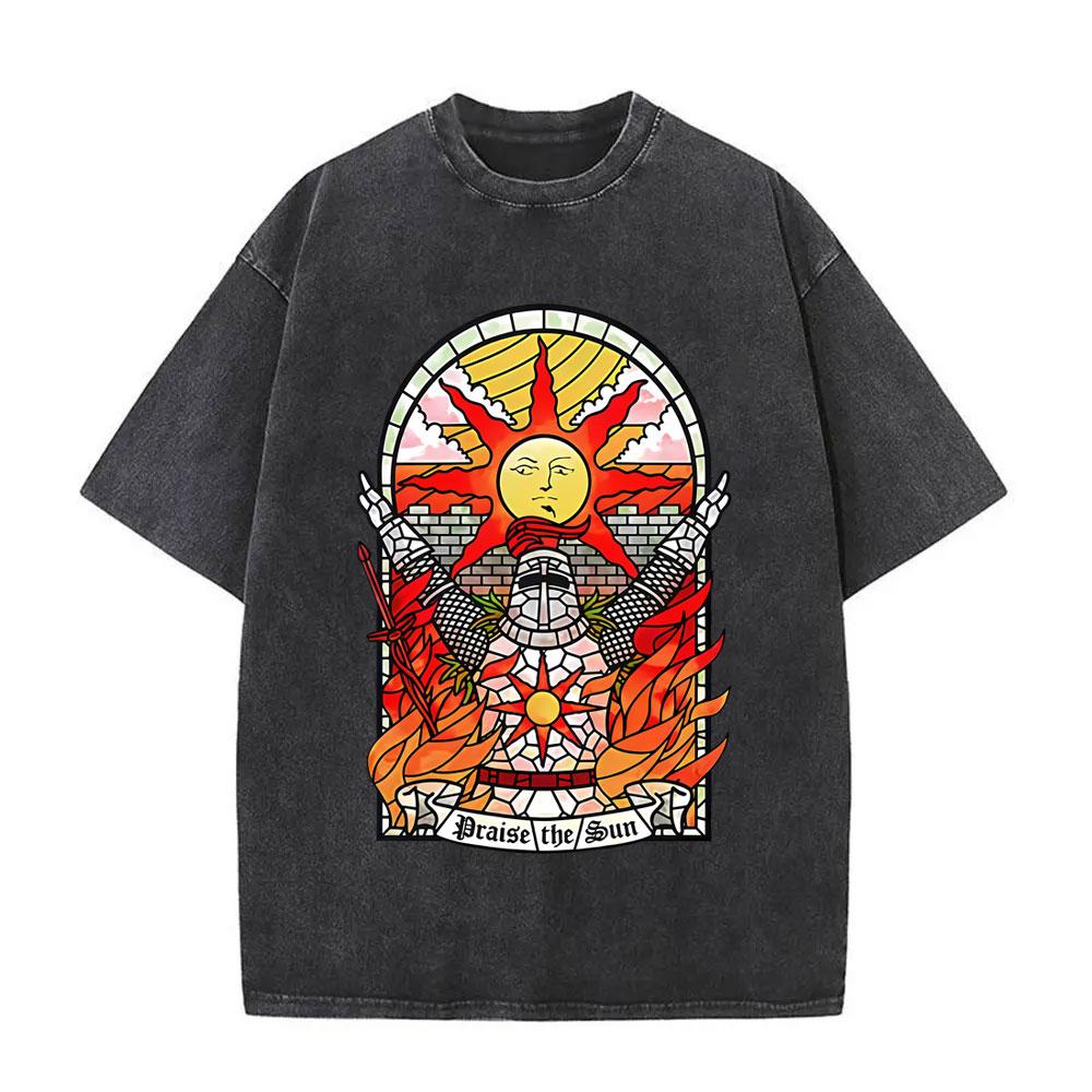 Washed Vintage Game Dark Souls Prepare To Die Graphic Tshirt Men Women s Gothic Rock Tshirts Mens Punk Oversized T Shirts