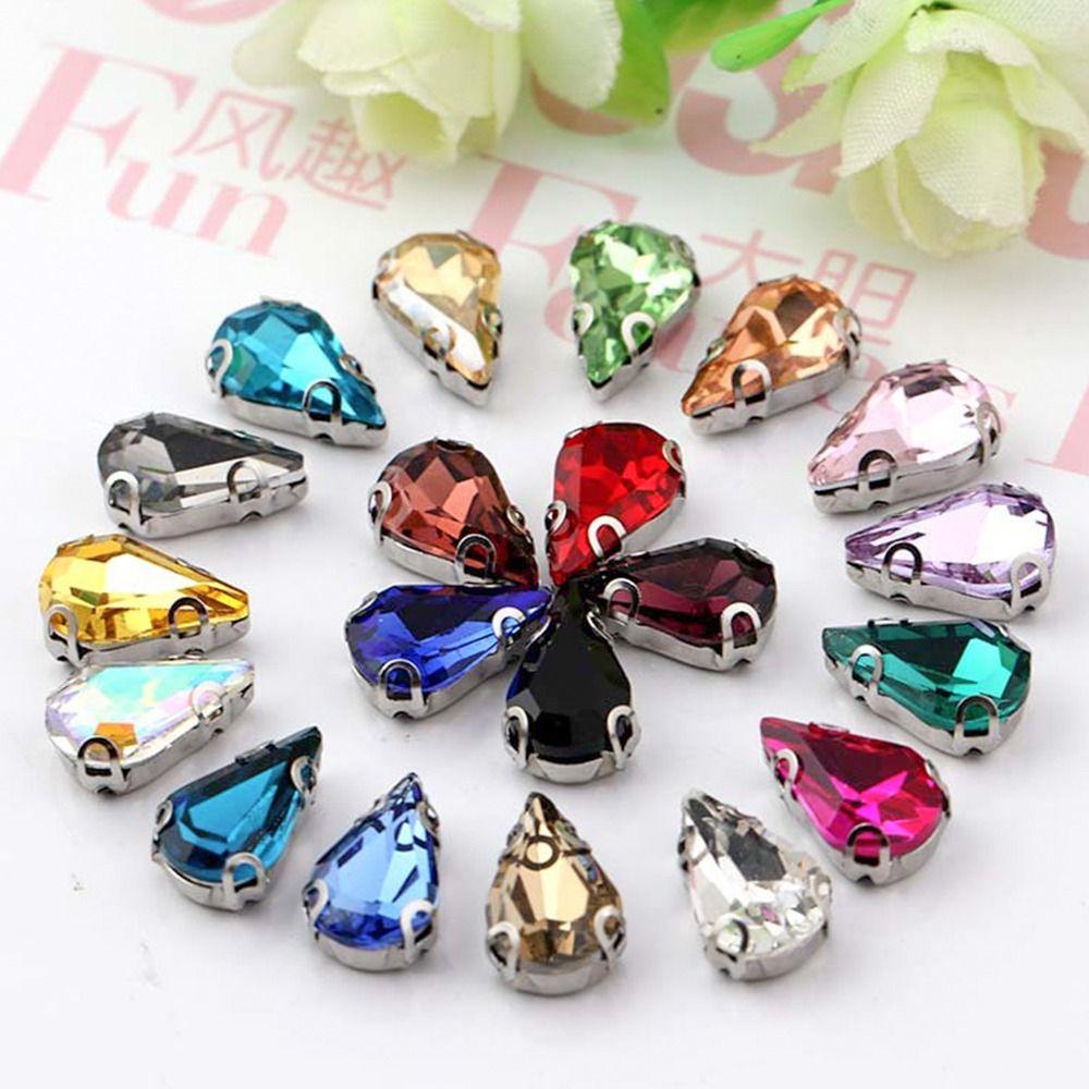50 шт./упак. Пришивные блестящие стразы для шитья, форма капли воды, бриллиантовые бусины, украшение для рукоделия
