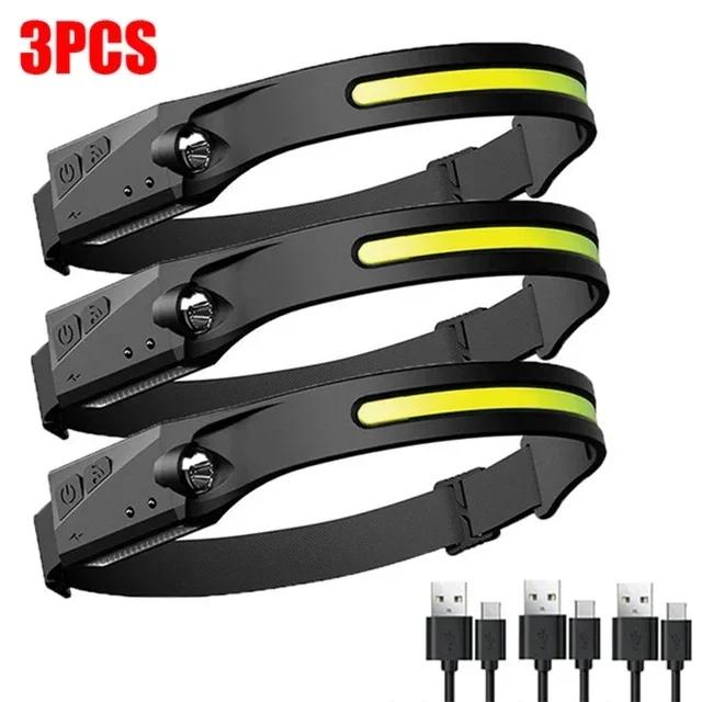 Мощный индукционный налобный фонарь COB LED, встроенный аккумулятор, USB-перезаряжаемый, налобный фонарь, уличный, водонепроницаемый, для кемпинга, рыбалки, фара