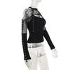 AltGoth Mall Gothic Sexy T-shirt Women Streetwear Harajuku Y2k E-girl Mesh Patchwork Hollow Out Long Sleeve Halter Crop Tee Tops