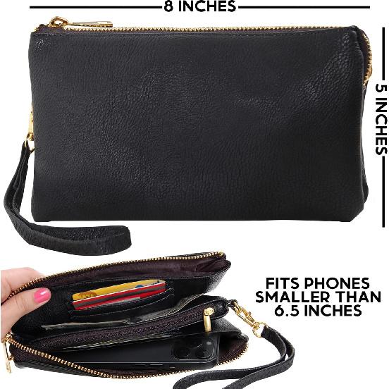 Humble Chic NY Vegan Leather Crossbody Wristlet Purse for Women - Small Convertible Clutch