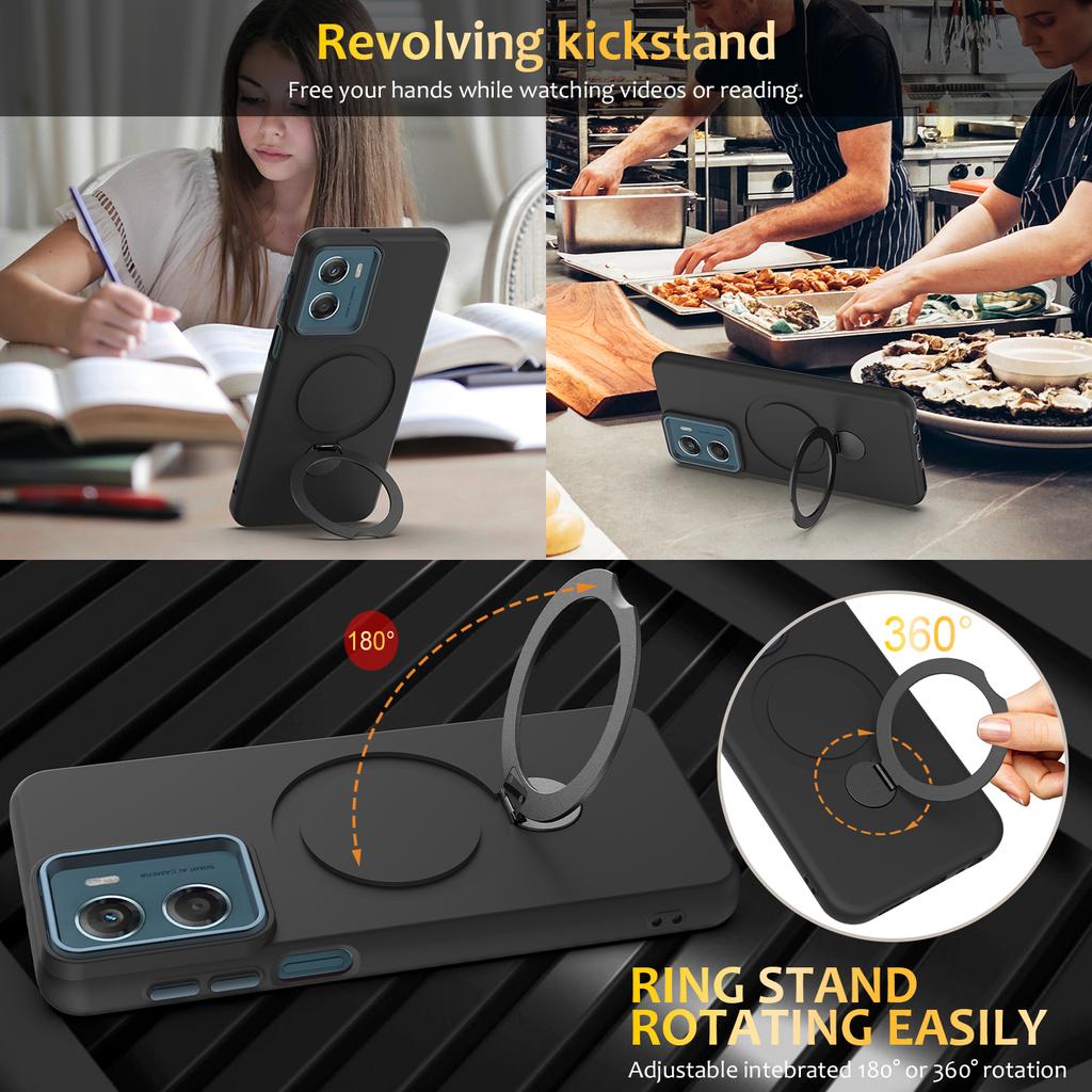 For Motorola Moto G06 Power 4G/Motorola Moto G06 4G Magnetic Case Rotating Ring Kickstand TPU + PC Back Cover