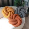 Nordic INS Style Hand Woven Lamb Wool Round Pillow Braided Home Decor Sofa Backrest Cushion Cozy Living Room Bedroom Accent