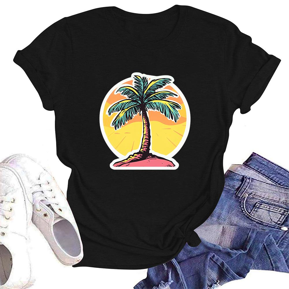 Женская повседневная свободная футболка с принтом, круглый вырез, пуловер, короткий рукав, топ