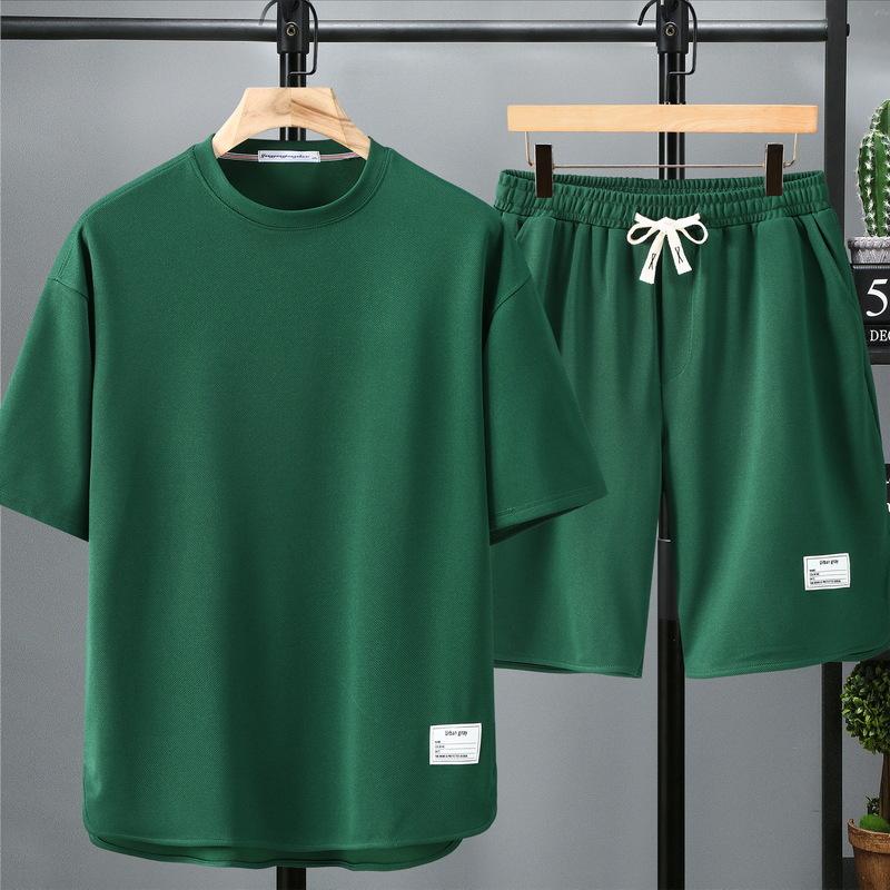 10XL Большой размер Костюм с короткими рукавами Мужской летний тренд Свободные повседневные шорты Футболка Костюм из двух частей Плюс жир для увеличения Универсальный спортивный костюм