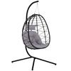 Hanging Egg Chair Outdoor Indoor Garden Swing Chair with Folding Basket, Thickened Cushion, Garden Hanging Chair with Stand, Headrest for Patio