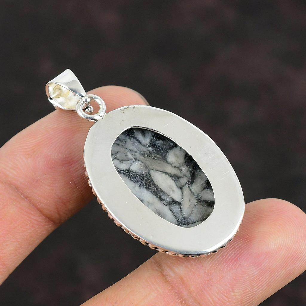 Подвеска из камня пинолитового яшма, ручная работа, достойное украшение, подвеска из стерлингового серебра 925 пробы, подвеска с камнем рождения, свадебные подарки, серебряное украшение