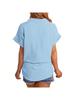 Women's Button Down Shirt Short Sleeve Loose Summer Blouse Top with Pockets