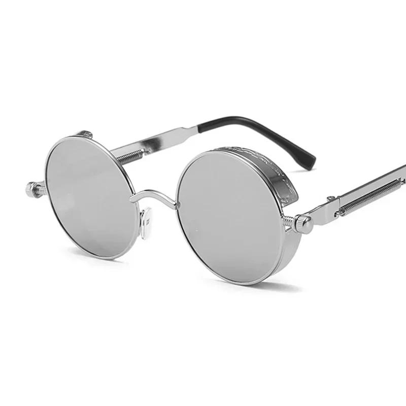 Classic Gothic Steampunk Sunglasses Vintage Round Mirror Glasses UV400 Protection Retro Fashion Eyewear Brand Designer
