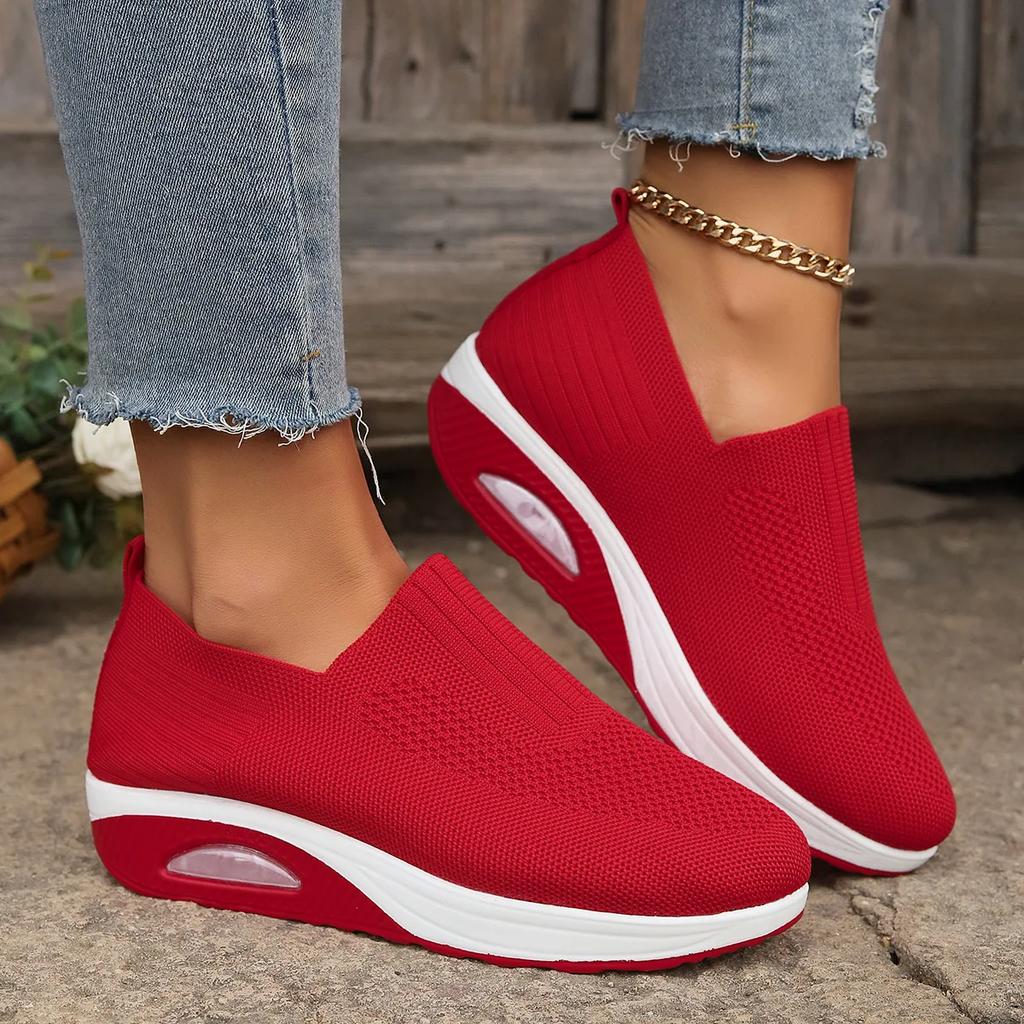 Women Walking Shoes Air Cushion Non Slip Orthopedic Shoes Ladies Platform Mules Breathable Wedge Female Sneakers 2024