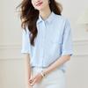 New Summer Korean Short-sleeved Shirt for Women Korean Loose Double Pocket Thin Versatile Mid-sleeved V-neck