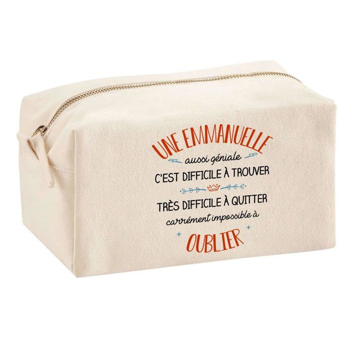 Tote bag - PLANETEE - Trousse Multifonction Une Emmanuelle Aussi Géniale - Coton imprimé en France - Beige - Grand volume