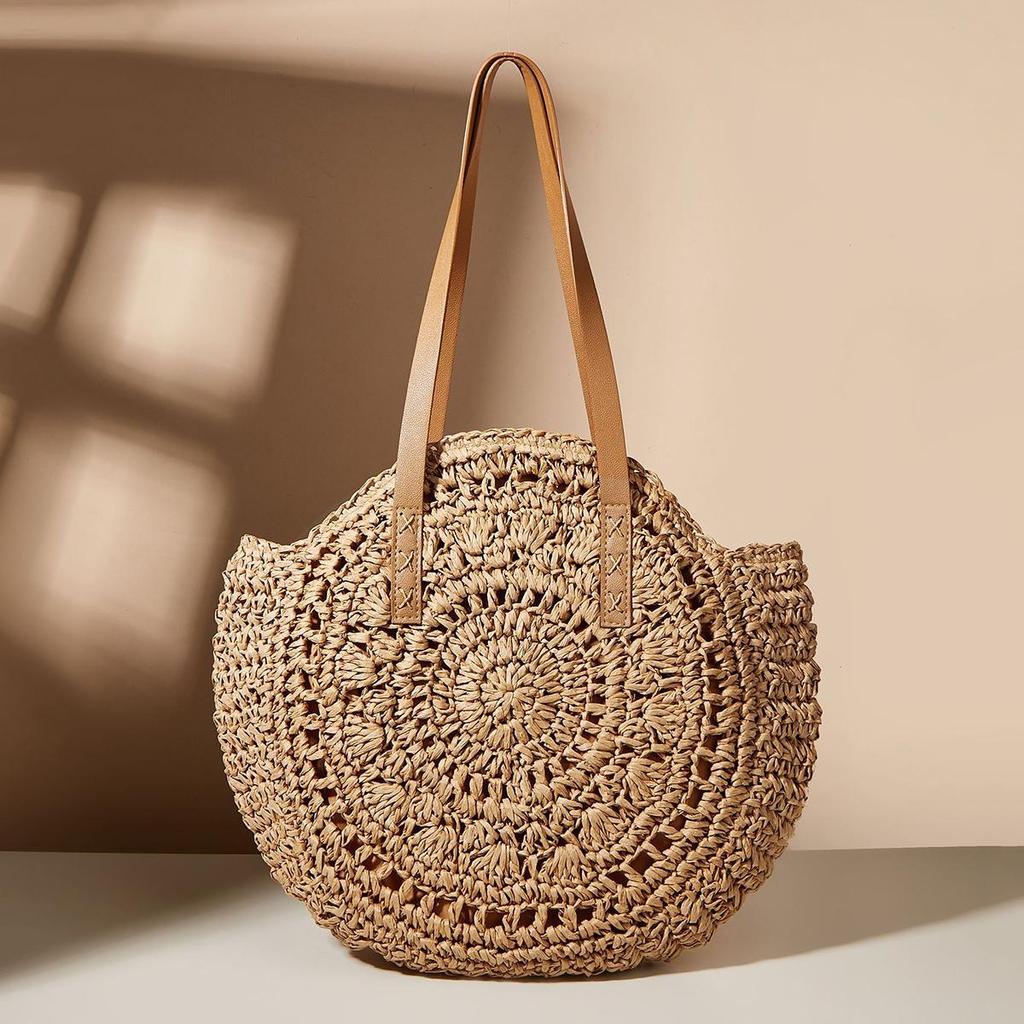 Beach Bags for Women Big Straw Handbag Hollow Flower Designer Female Shoulder Bag