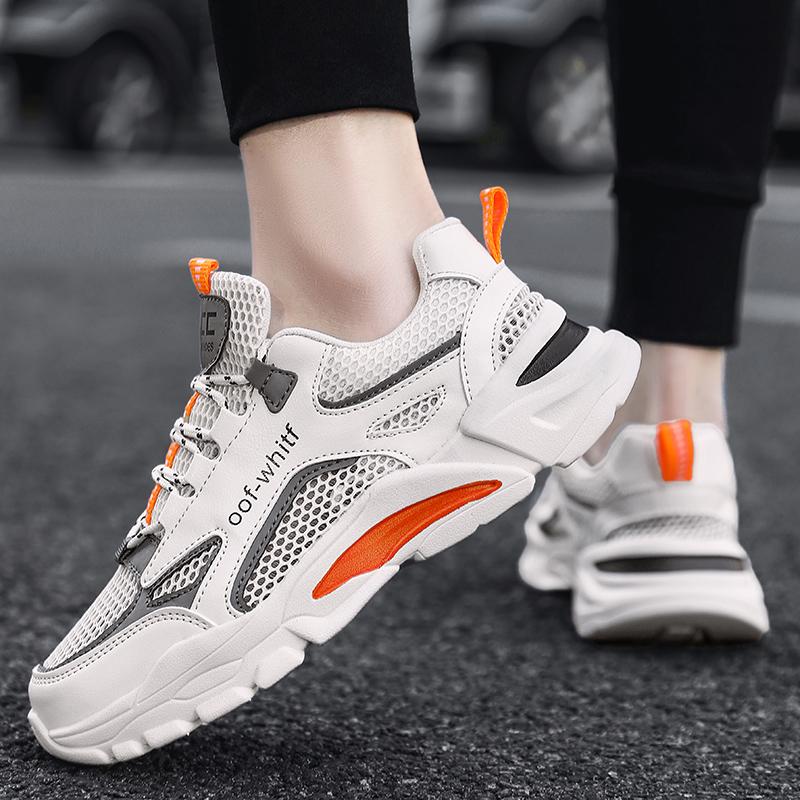 Мужские дышащие сетчатые кроссовки с перфорацией, летние уличные удобные кроссовки с мягкой подошвой для бега, модные студенческие кроссовки