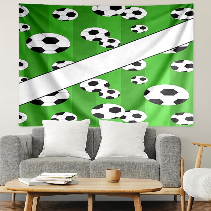 Soccer Print Tapestry, Backdrop, Easy Setup, Ideal for Bedroom, Office & Living Room, with Aesthetic Wall Hanging Decor.