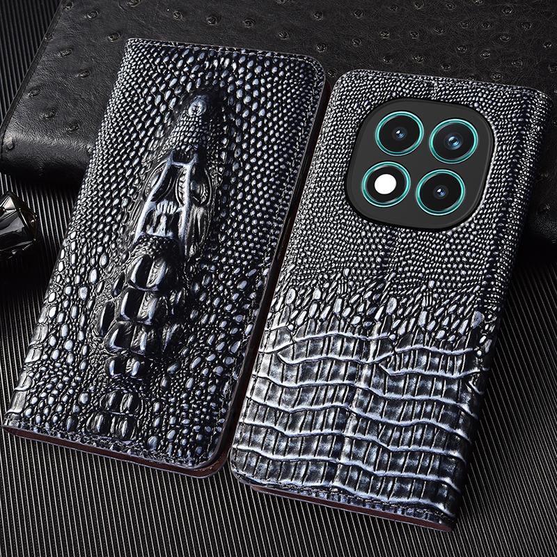 Ретро 3D Чехол-книжка из натуральной кожи с головой крокодила для Redmi Note 7 8 8T 9 10 10S 11 12 13 14 15 Pro Plus Turbo Max Чехлы