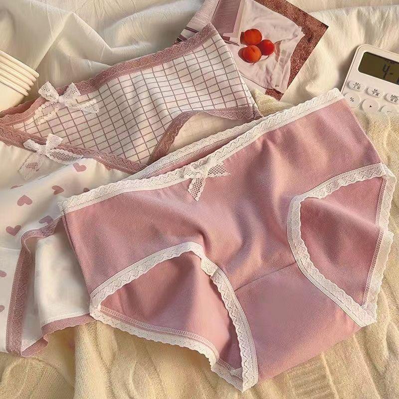 Женские хлопковые трусы со средней посадкой «Таро Пурпурное сердце» из японского таро — дышащие, большого размера для девочек и студентов