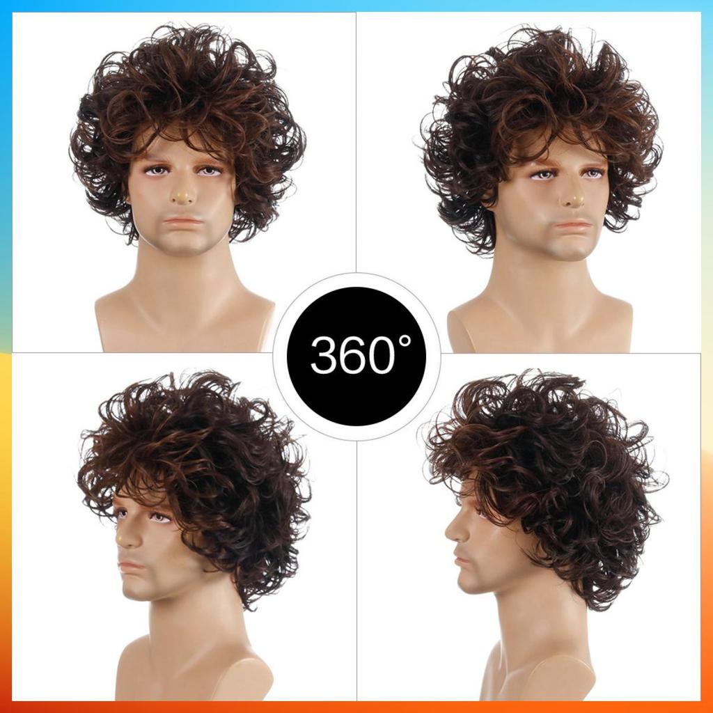 2025 Европейская мода короткий кудрявый парик для мужчин HW770