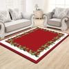 1pc Christmas Area Rug Red and Winter Green Festival Carpet Flannel Mat Family Kitchen Carpets Non Slip and Oil Proof Foot Mat