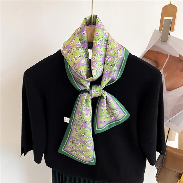 Silk Ribbon Scarf Satin Headkerchief Luxury Long Hair Hand Design Fashion Print Wrist Foulard Bandana Neck Tie Scarves