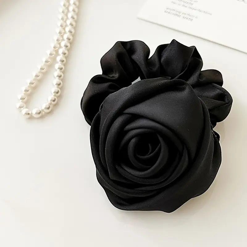 Французский Атласный Розовый Цветок Эластичные Повязки для Волос Женские Девичьи Веревки для Волос Завязки Цветок Резинки для Волос Держатель для Хвоста Аксессуары для Волос