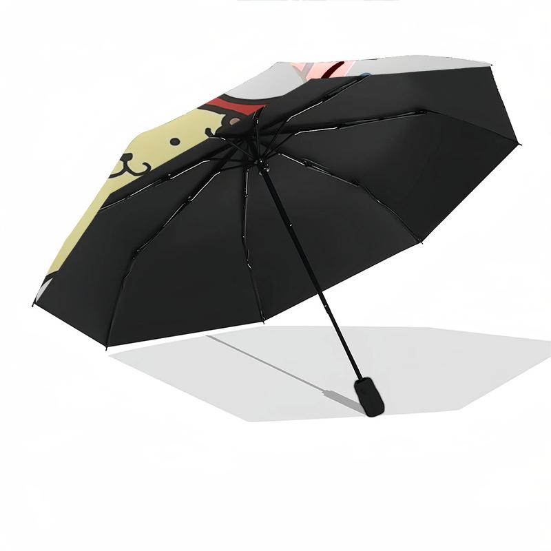 1pc Hello Kitty Christmas Edition Automatic Opening/Closing Umbrella with Festive Bow Design - Portable Three-Fold Iron Frame Outdoor Umbrella for Fan