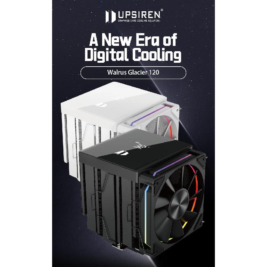 UPSIREN Walrus Glacier 120 Цифровой дисплей 6 Медных Тепловых Трубок Двухбашенный Двухвентиляторный Башенный Воздушный Охладитель CPU Поддержка LGA1851 AMD AM5