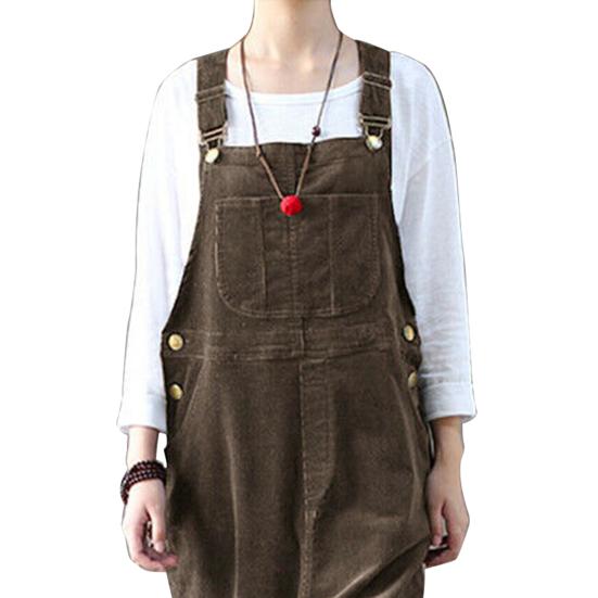 Женский комбинезон, однотонный, с большими карманами, студенческий свободный комбинезон без рукавов для повседневного ношения