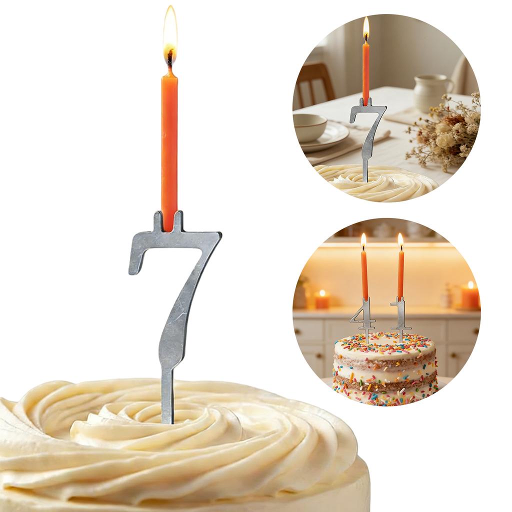10 Pcs 0-9 Digital Birthday Cake Candle Holder Set Cakes Accessories Number Candle Holder Set for Anniversaries Celebrations