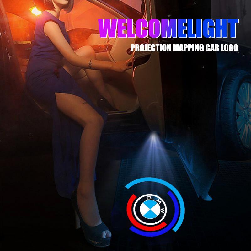 BBIU7 2Pcs Led HD Car Door Welcome Light Projector Lamps For BMW 50th Anniversary 1 3 5 7 series E83 F16 E70 Car Styling Accessories