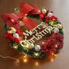 Christmas Wreath Front Door Hanging Ornaments Artificial Wreath Bell Gift Bow Stars For Christmas Tree Home Windows Decor