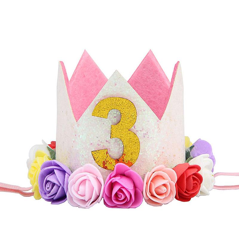 Головной убор на день рождения шляпа корона детский номер фото цветок вечеринка 1 шт день рождения ребенок корона выступление повязка на голову повязка на голову аксессуары