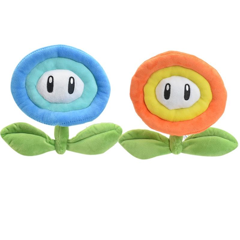 Mario Plush Toy With Realistic Orange Flames And Blue Ice Sunflowers 18cm